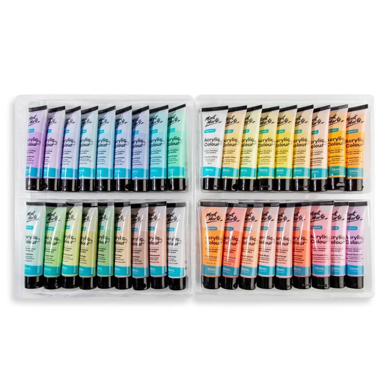 Mont Marte Acrylic Colour Pastel Paint Set 36pc x 36ml