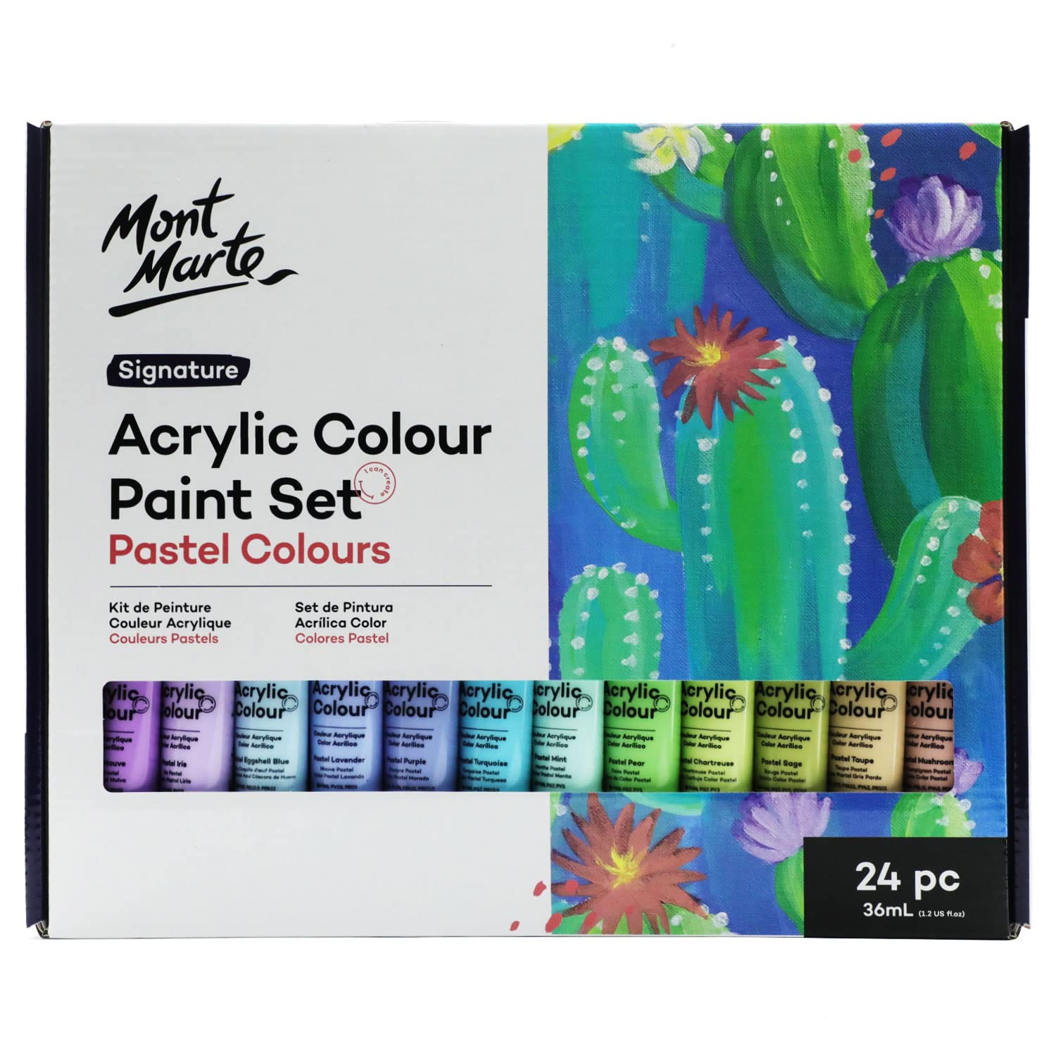 MONT MARTE Acrylic Colour Pastel Paint Set Signature 24pc x 36ml