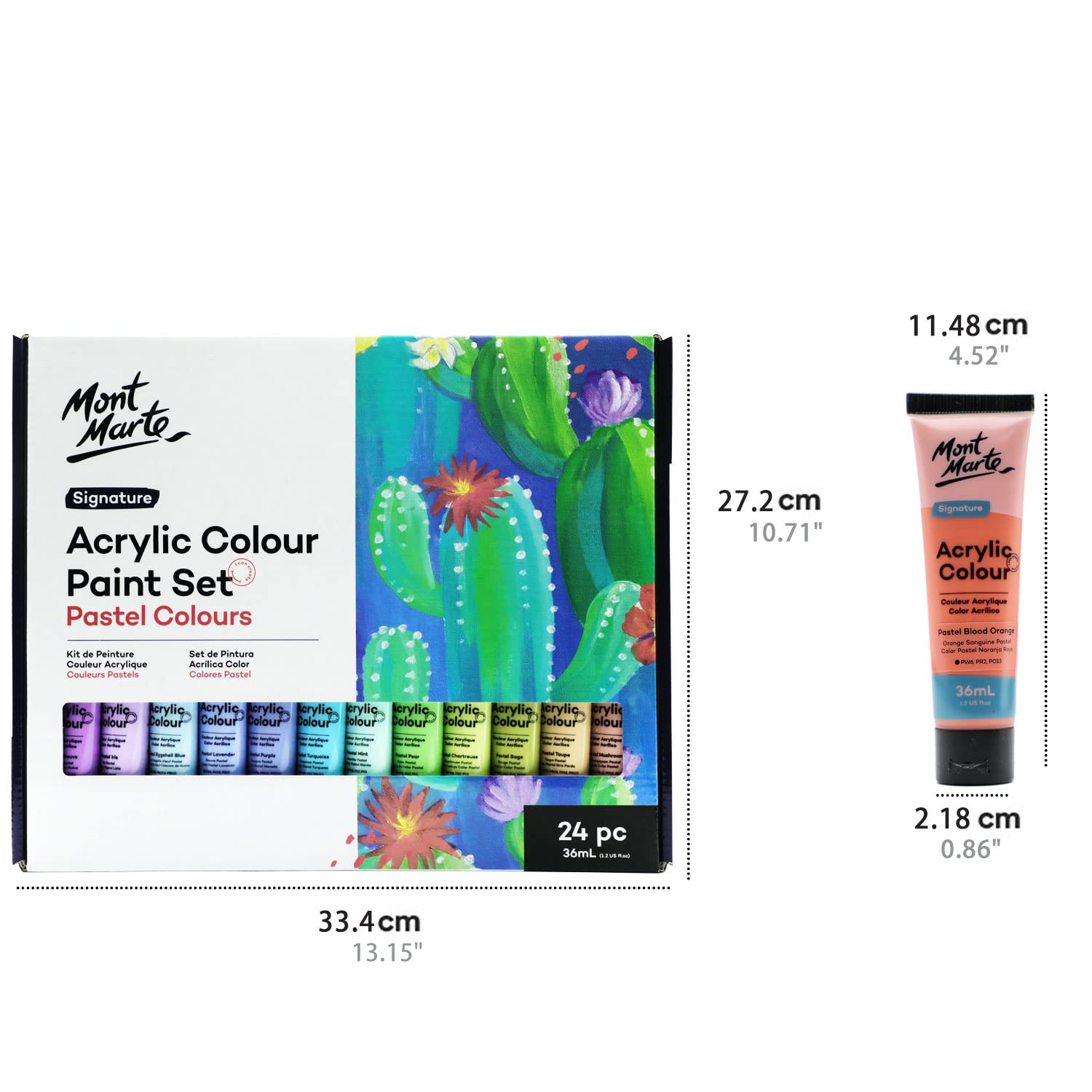 MONT MARTE Acrylic Colour Pastel Paint Set Signature 24pc x 36ml