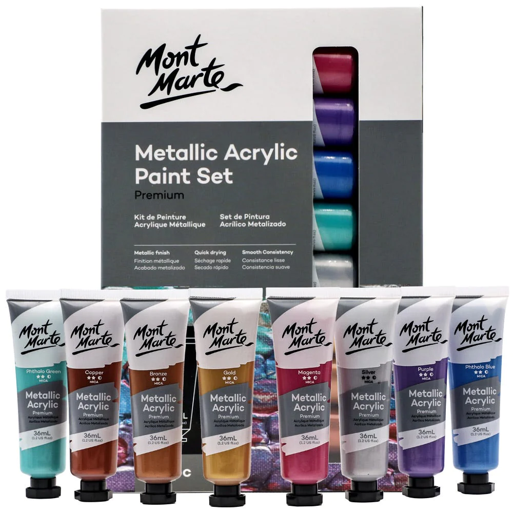 Metallic Acrylic Paint Set Premium 8pc x 36ml