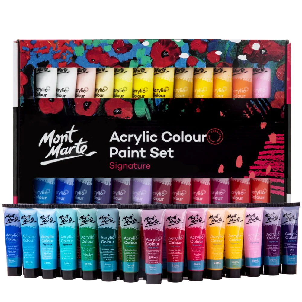 Mont Marte Acrylic Paint Set Pastel Colours 36x36ml - The Deckle