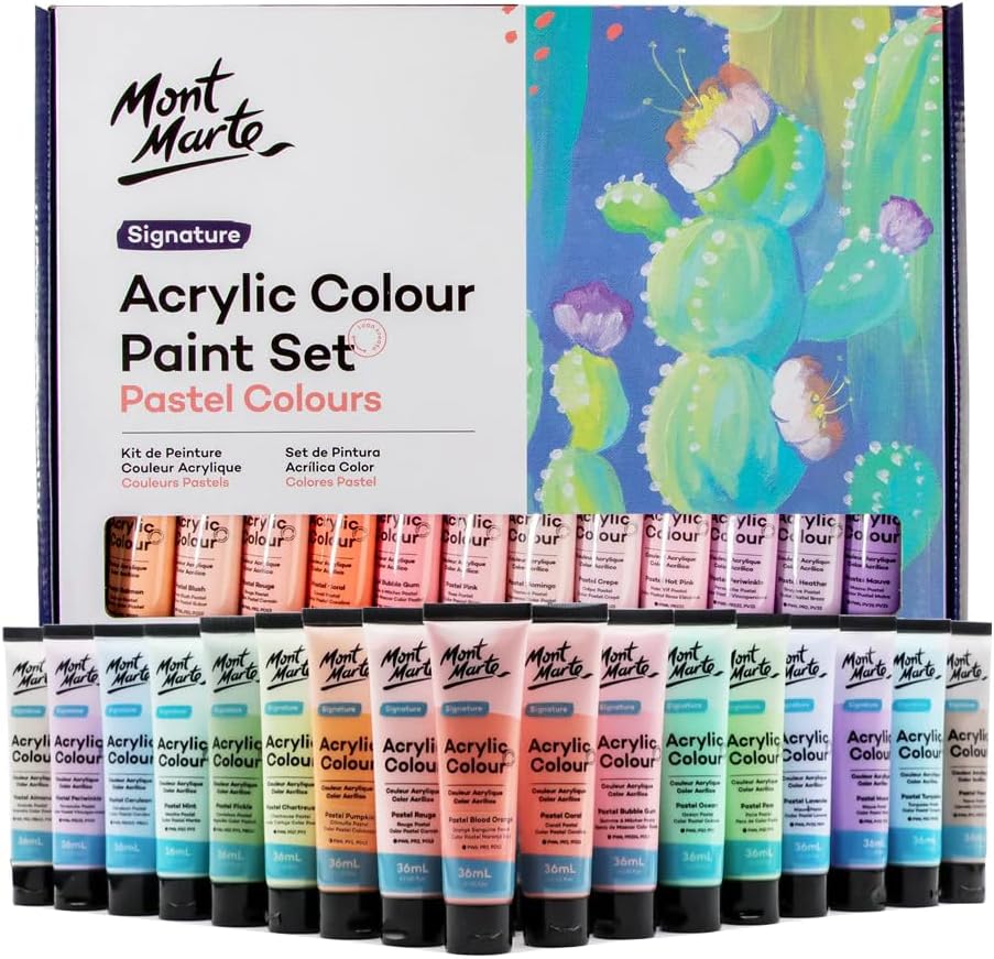 MONT MARTE Acrylic Colour Pastel Paint Set Signature 48pc x 36ml