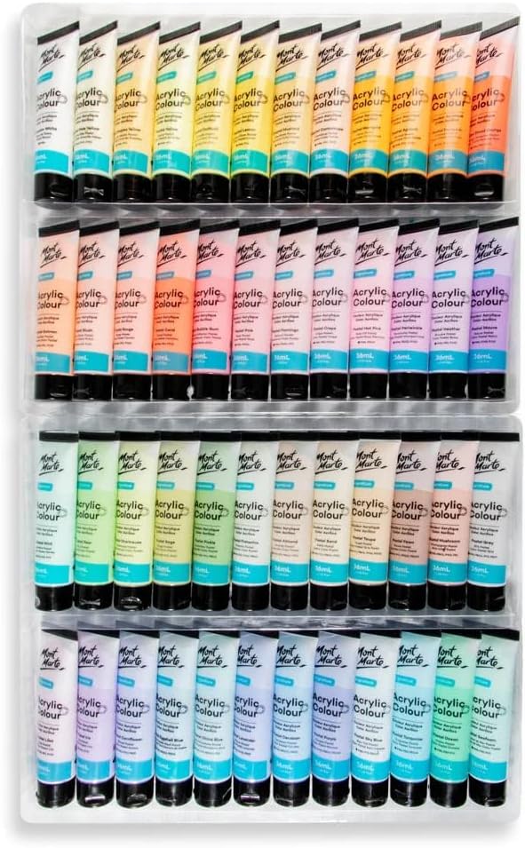 MONT MARTE Acrylic Colour Pastel Paint Set Signature 48pc x 36ml