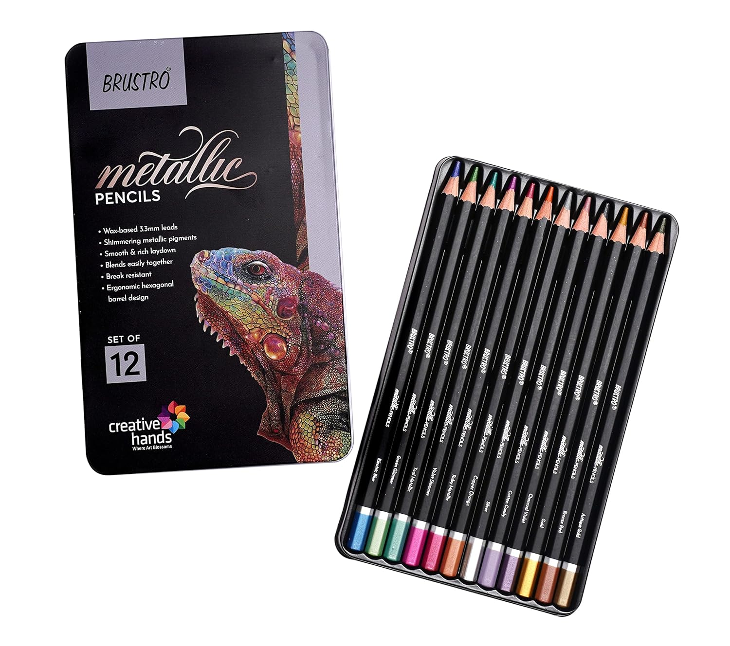 BRUSTRO Artist Metallic Colour Pencil Set of 12 