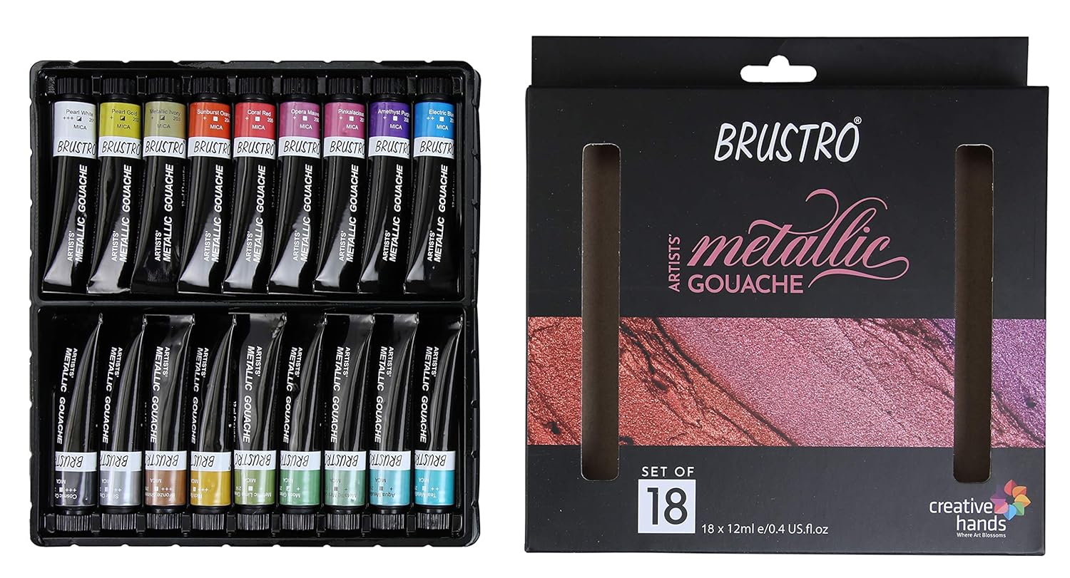 BRUSTRO Artists Metallic Gouache Set of 18 x 12ml