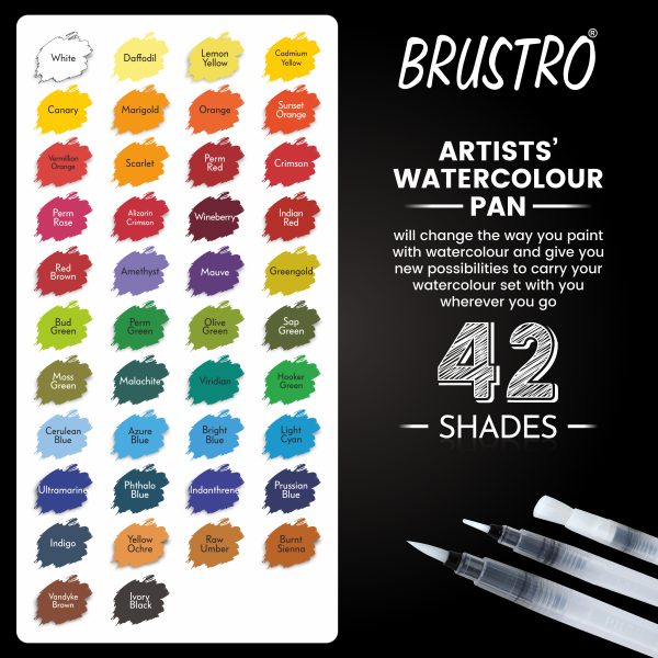 Brustro Artists Watercolour Pan (Set of 42 Colours)