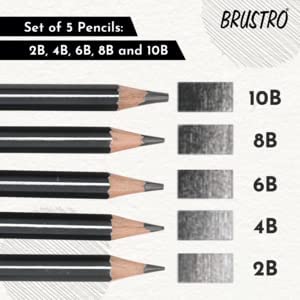 BRUSTRO Graphite Pencil set of 5 (2B, 4B, 6B, 8B, 10B)