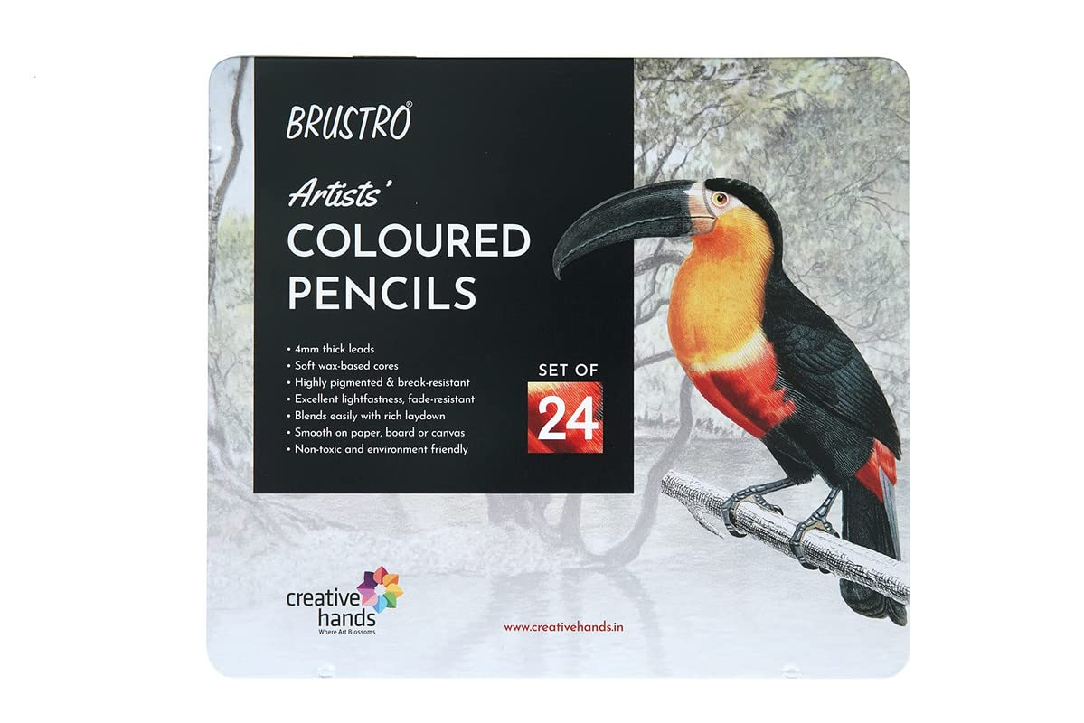 BRUSTRO Artists Coloured Pencil Set of 24 (in Elegant tin Box)