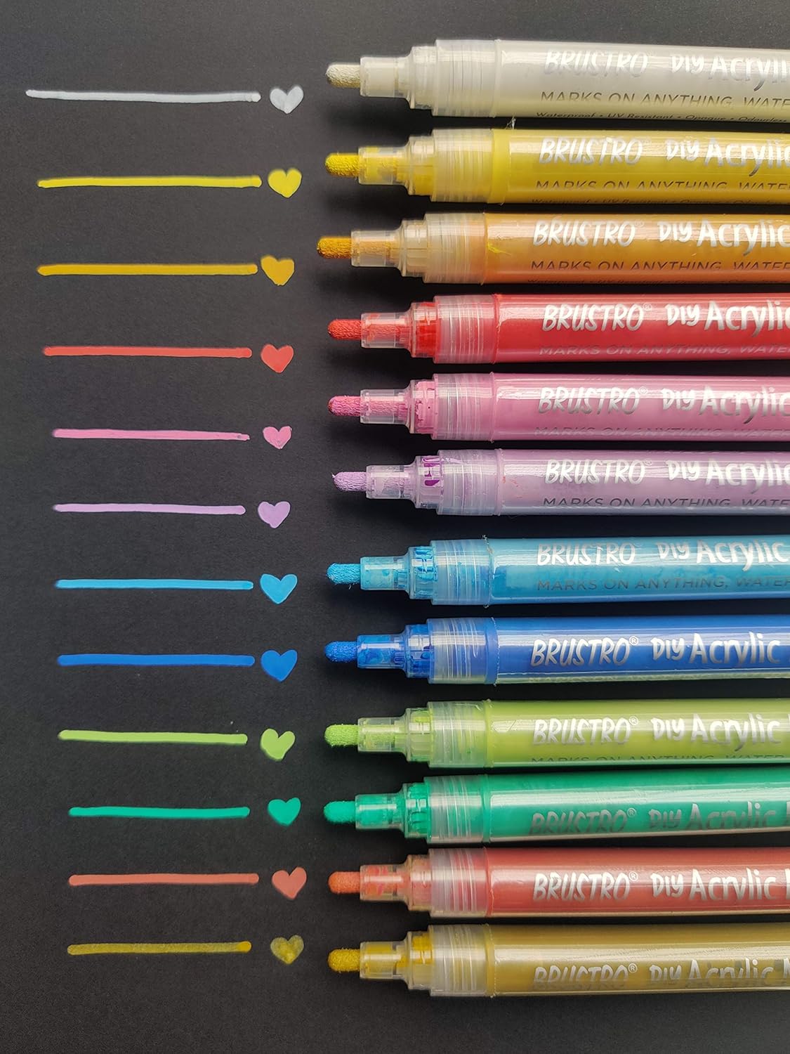 BRUSTRO (DIY Acrylic Marker Set of 12 Vibrant Colours