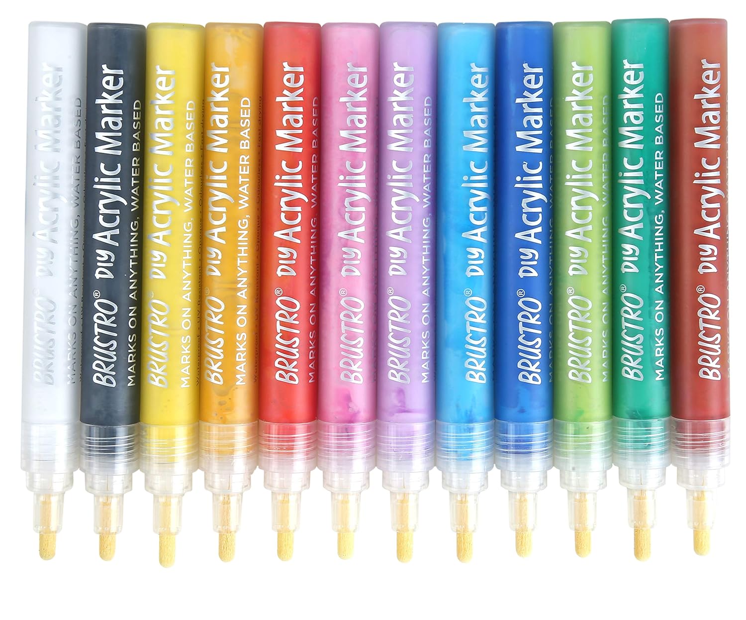 BRUSTRO (DIY Acrylic Marker Set of 12 Vibrant Colours