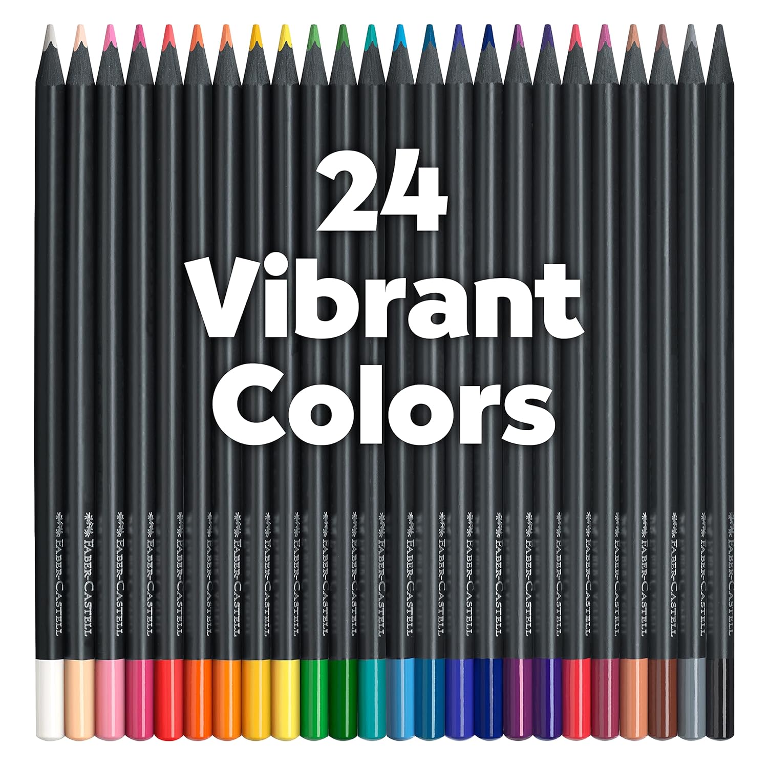 Faber-Castell Black Edition Colored Pencils - 24 Count, Black Wood and Super Soft Core Lead