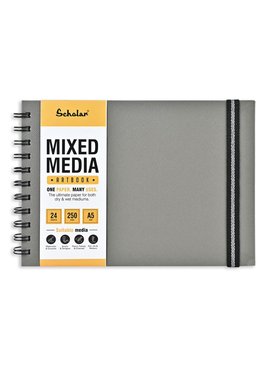Scholar A5 250 Gsm Mixed Media Paper Journal Cold Pressed (24 Sheets) (MMJ4)
