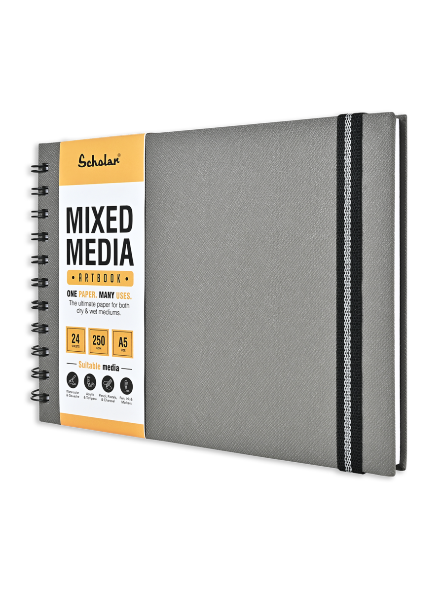 Scholar A5 250 Gsm Mixed Media Paper Journal Cold Pressed (24 Sheets) (MMJ4)