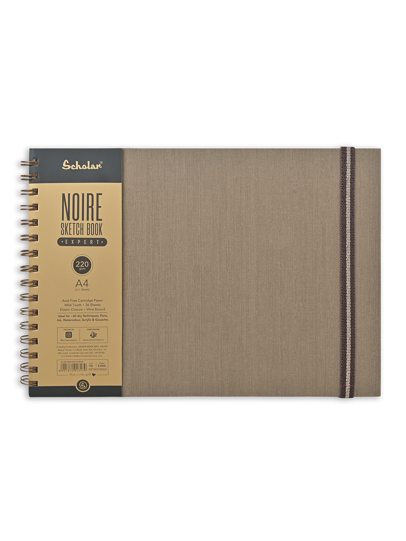 Scholar A4 220 Gsm Noire Sketchbook Expert (36 Sheets) (EJW4)