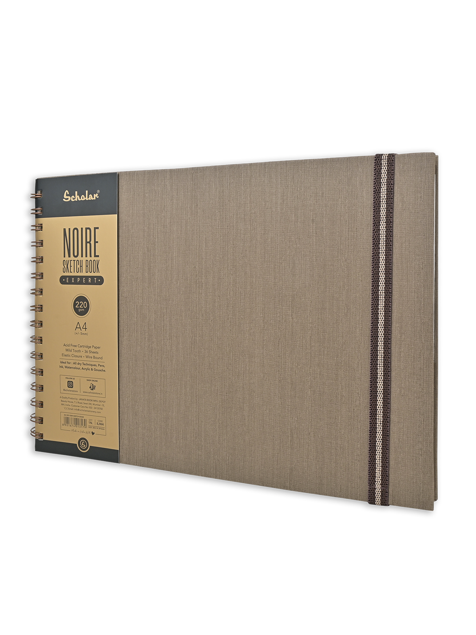Scholar A4 220 Gsm Noire Sketchbook Expert (36 Sheets) (EJW4)