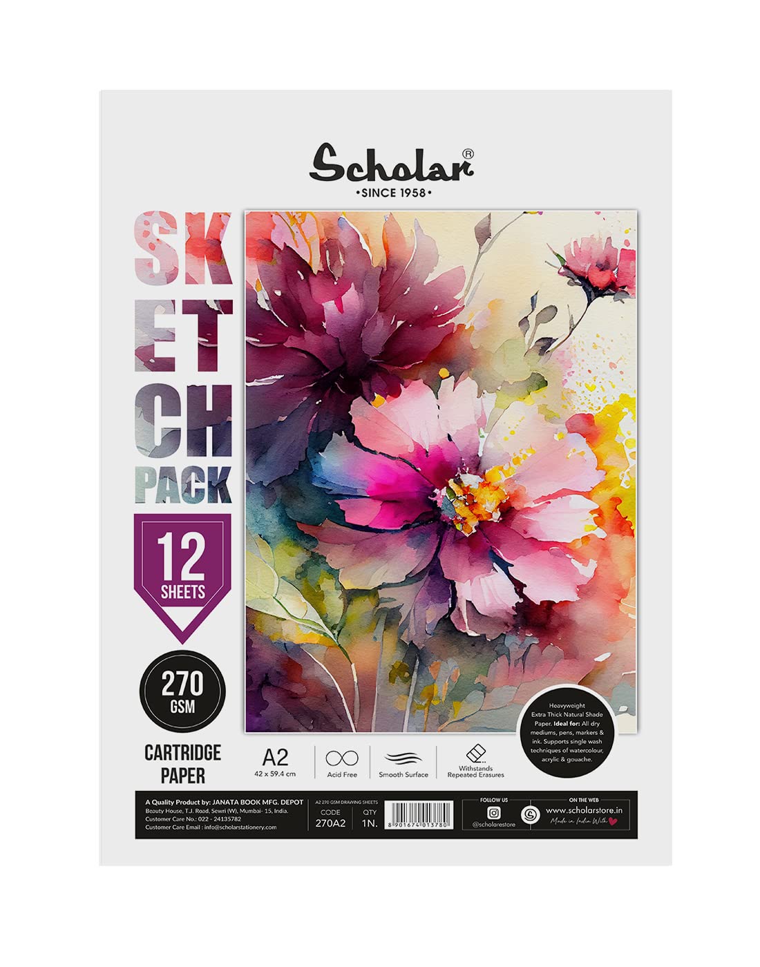 Scholar Sketch Pack - Loose Drawing Sheets A2 (270 GSM)