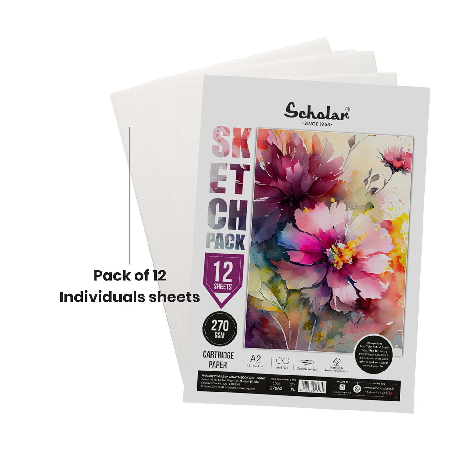 Scholar Sketch Pack - Loose Drawing Sheets A2 (270 GSM)