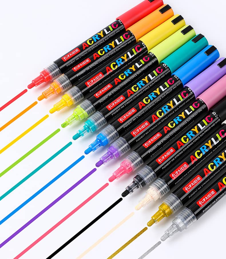 Jupai Acrylic Pen 4mm Hand-painted Ceramic Glass Fabric Graffiti Waterproof 24-color Acrylic Marker 