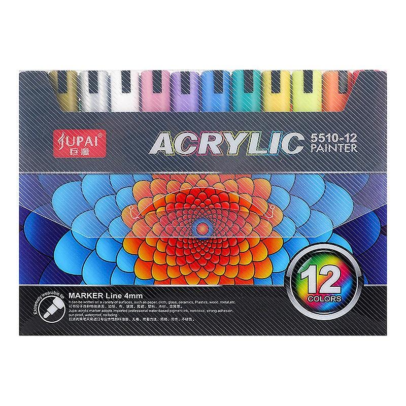 Jupai Acrylic Pen 4mm Hand-painted Ceramic Glass Fabric Graffiti Waterproof 12-color Acrylic Marker