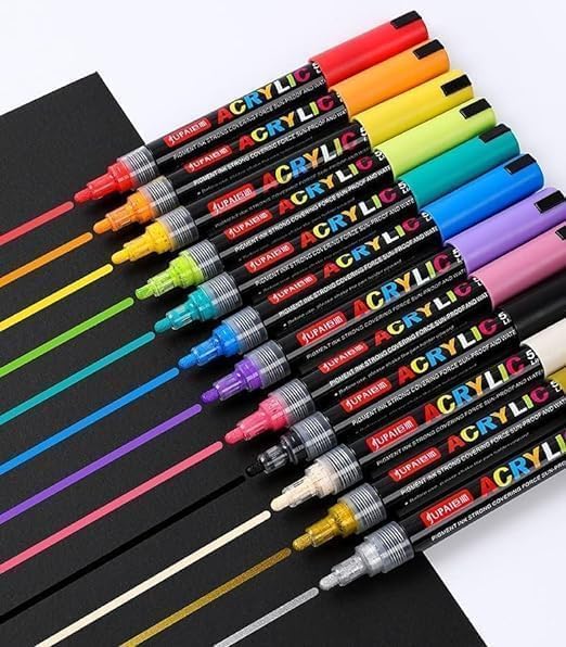 Jupai Acrylic Pen 4mm Hand-painted Ceramic Glass Fabric Graffiti Waterproof 12-color Acrylic Marker