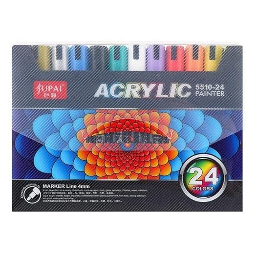 Jupai Acrylic Pen 4mm Hand-painted Ceramic Glass Fabric Graffiti Waterproof 24-color Acrylic Marker 