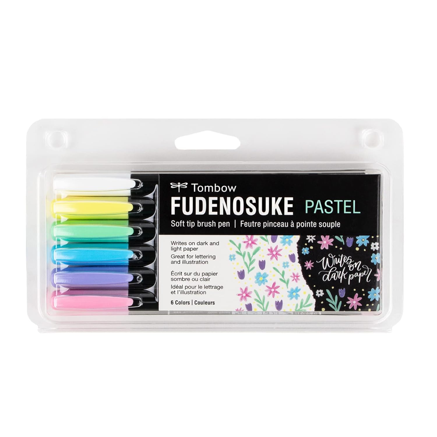 Tombow 56448 Fudenosuke Brush Pens, Pastel, 6-Pack, Multicolour