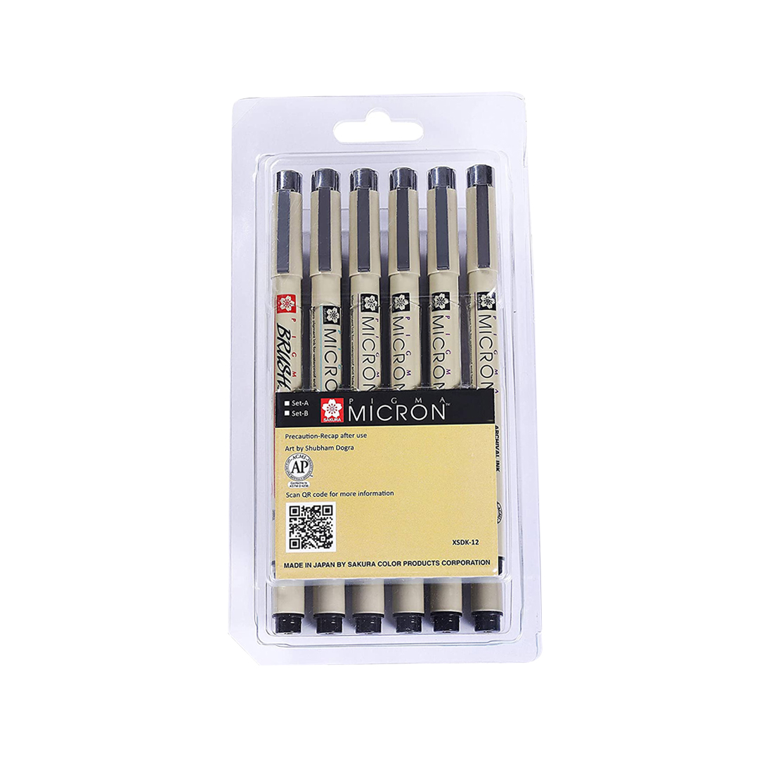 Sakura Pigma Micron Set of 12 Assorted Nibs Black-12B