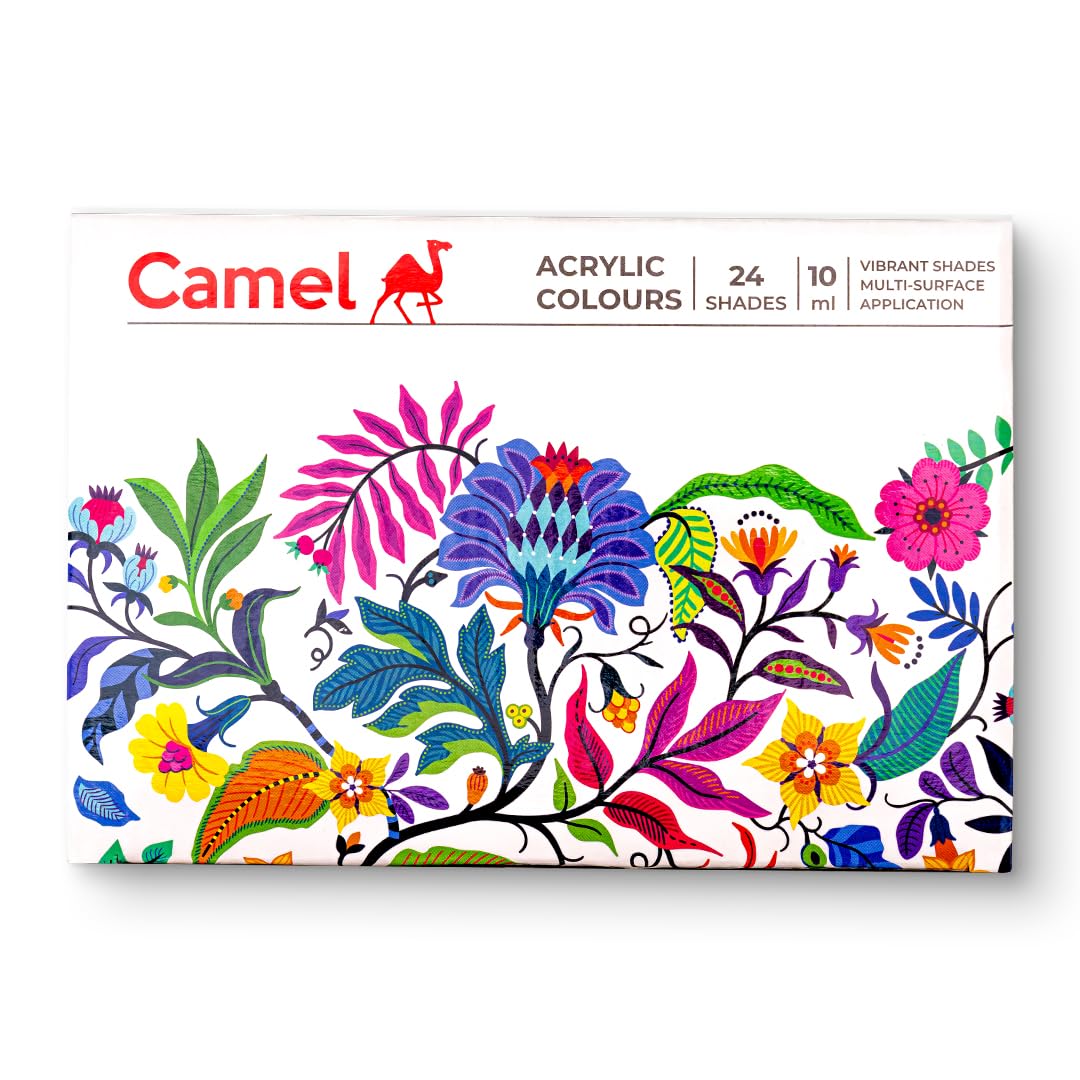 Camel Acrylic Ultra Colour - 24 Rich Shades (10ml each) | Multi-Surface DIY Paints | Vibrant & Perma