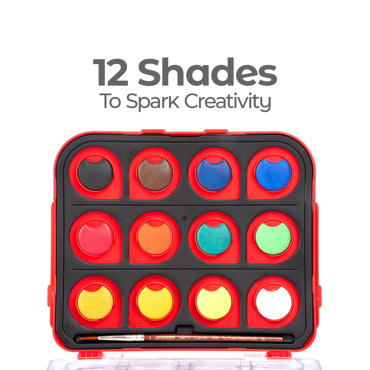 Camel ColorPad Watercolor Cake with Paint Brush | 12 Shade Set | Vibrant Colors | Portable Design fo