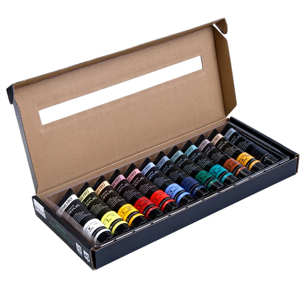 BRUSTRO Artists Acrylic Paint Colour Complete Range of 12 (Basic) 40ml