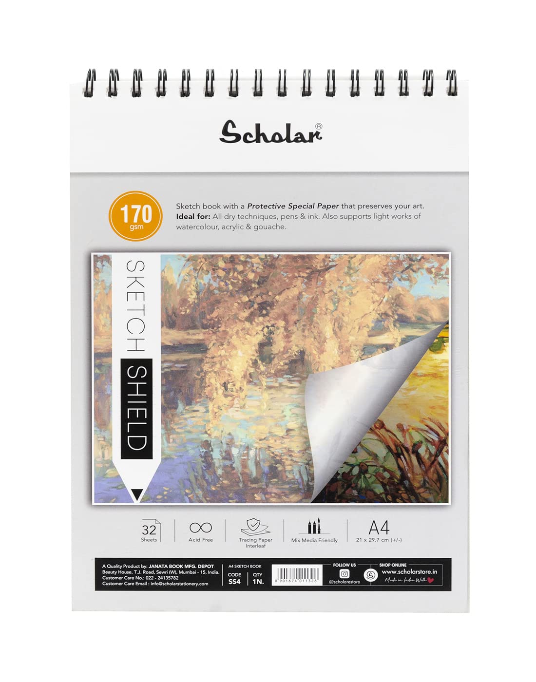 Scholar A4 Sketch Shield Draw SS4-B 170gsm 32 Sheets