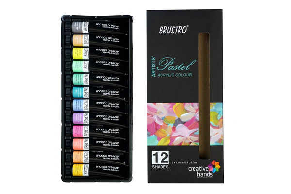 BRUSTRO Artist's Acrylic Pastel Colour | Set of 12 Colors X 12ml Tubes