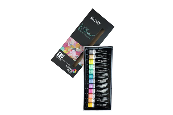 BRUSTRO Artist's Acrylic Pastel Colour | Set of 12 Colors X 12ml Tubes