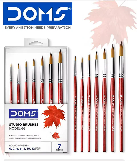 DOMS Studio Brushes - Model 66 | ROUND | Set of 7