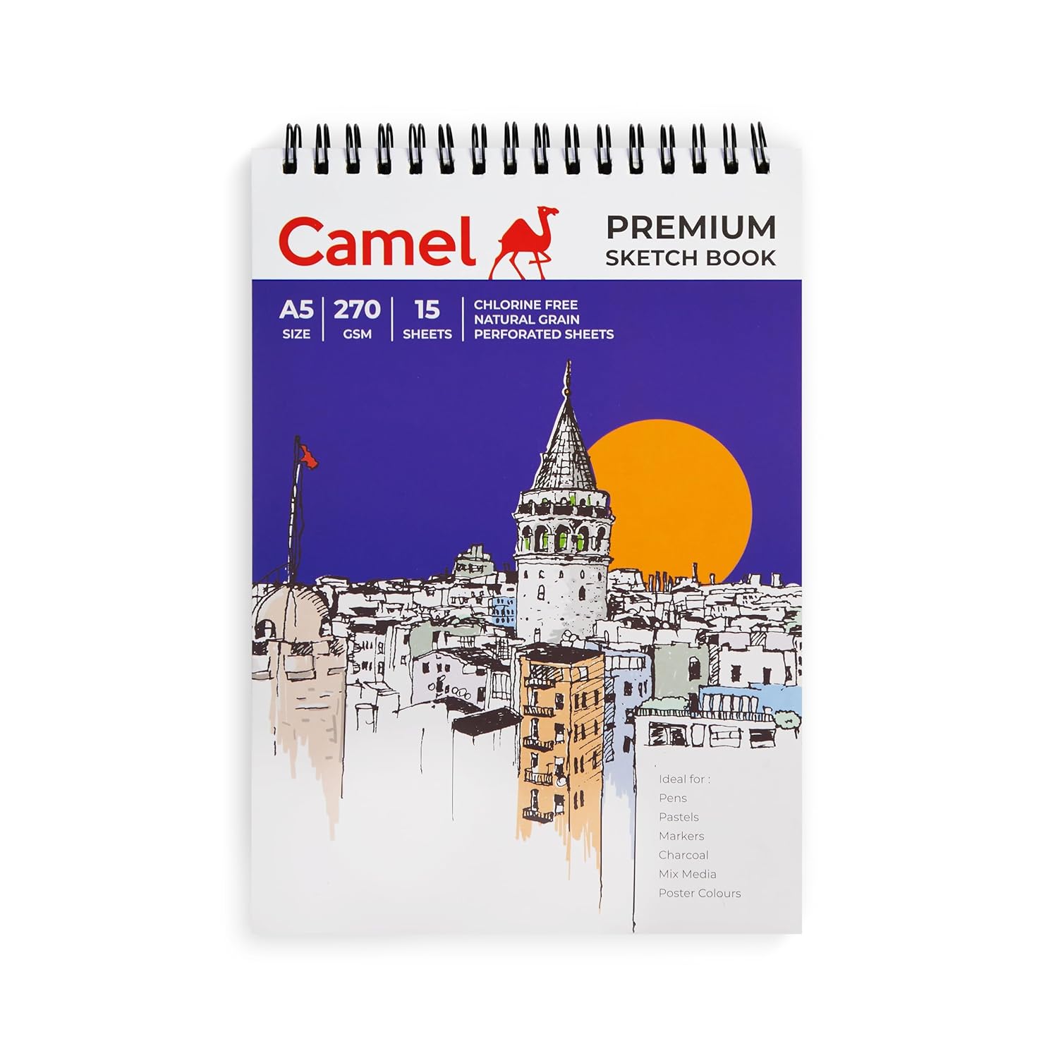 Camel Premium A5 Sketch Book 270 GSM, 15 Sheets
