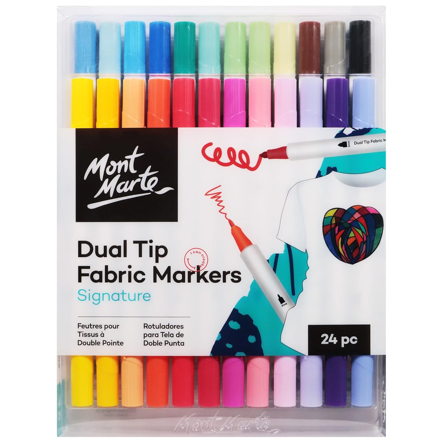 Mont Marte Dual Tip Fabric Markers 24pcs MMPM0055